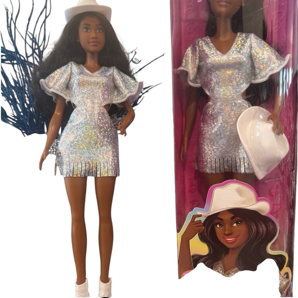 Barbie in Glittering Silver Dress with White Accessories